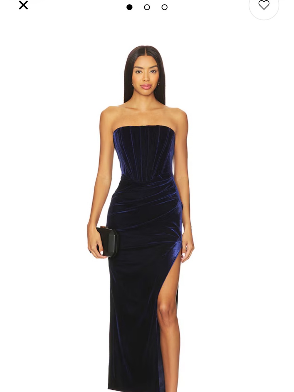 Bardot Strapless Velvet Column Gown in Navy Size 12